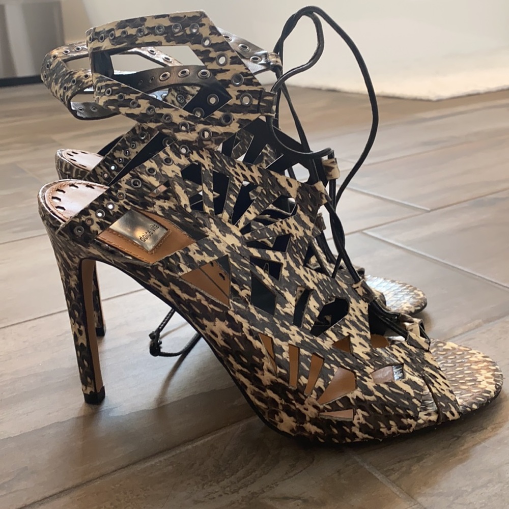 Lace up animal print heels